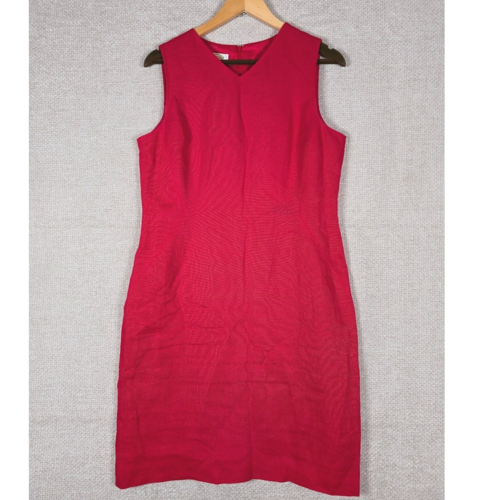 Vintage Talbots Dress 12 Petite Red Irish‎ Linen Sheath Beach Nautical Preppy